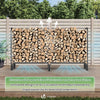 VOUNOT Firewood Log Rack with Cover, Metal Log Store Outdoor 200x26x116cm, Black