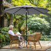 VOUNOT 2.7m Garden Parasol, Sunshade Patio Outdoor Tilting Umbrella with Crank Handle and Cover, Grey