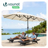 VOUNOT Double Garden Parasol with Hand Crank with Cover, 4.6m Beige