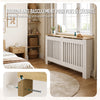 VOUNOT Radiator Cover Cabinet with Vertical Slats, White Oak, 152x19x82cm