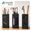 VOUNOT Metal Umbrella Stand, Freestanding Holder with Drip Tray & 4 Hooks, Black