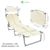 VOUNOT  Folding Sun Loungers Set of 2, Sunbed with Adjustable Backrest & Sunshade, Beige