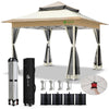 VOUNOT 3.6x3.6m Pop Up Gazebo w/Central Lock System Mesh Side Double Roof Beige