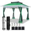 VOUNOT 3.6x3.6m Pop Up Gazebo with Mesh Side Double Roof Marquee Party Tent, Green