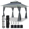 VOUNOT 3.6x3.6m Pop Up Gazebo with Mesh Side Double Roof Marquee Party Tent, Grey