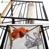VOUNOT Large Clothes Airer Foldable 2-Level with Wings & Casters Black&Wood Look