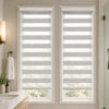 VOUNOT Set of 2 Zebra Roller Blind Double Fabric, Day and Night Translucent or Blackout Vision Curtains, Grey, 45 x 150 cm
