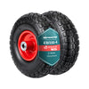 VOUNOT Set of 2 Pneumatic Wheelbarrow Wheels 3.50-4, 16mm, Black/Red