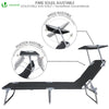 VOUNOT  Folding Sun Loungers Set of 2, Sunbed with Adjustable Backrest & Sunshade, Black