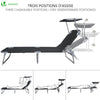 VOUNOT  Folding Sun Loungers Set of 2, Sunbed with Adjustable Backrest & Sunshade, Black