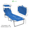VOUNOT  Folding Sun Loungers Set of 2, Sunbed with Adjustable Backrest & Sunshade, Blue