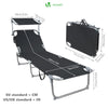 VOUNOT  Folding Sun Loungers Set of 2, Sunbed with Adjustable Backrest & Sunshade, Black