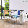 VOUNOT Large Clothes Airer Foldable 2-Level with Wings & Casters Black&Wood Look - VOUNOTUK