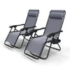VOUNOT Set of 2 Zero Gravity Chairs, Garden Sun Loungers with Cup and Phone Holder, Grey