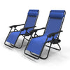 VOUNOT Set of 2 Zero Gravity Chairs, Garden Sun Loungers with Cup and Phone Holder, Blue