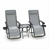 VOUNOT Set of 2 Zero Gravity Chair with Side Table, Reclining Sun Loungers with Cup & Phone Holder, Grey