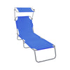 VOUNOT Folding Sun Lounger with Adjustable Backrest and Sunshade Sun Bed, Blue