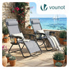 VOUNOT Set of 2 Zero Gravity Chairs, Garden Sun Loungers with Cup and Phone Holder, Grey