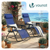 VOUNOT Set of 2 Zero Gravity Chairs, Garden Sun Loungers with Cup and Phone Holder, Blue