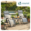 VOUNOT Set of 2 Zero Gravity Chair with Side Table, Reclining Sun Loungers with Cup & Phone Holder, Grey