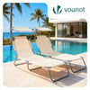 VOUNOT Set of 2 Folding Sun Lounger with Adjustable Backrest & Sunshade, Beige