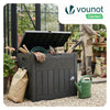 VOUNOT 126L Rattan Effect Outdoor Storage Box with Lid, Lockable, Black
