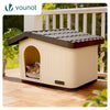 VOUNOT Dog House, Weatherproof Pet Shelter with Sloped Roof, 60×51×41 cm, Beige