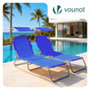 VOUNOT Set of 2 Folding Sun Lounger with Adjustable Backrest & Sunshade, Blue