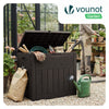 VOUNOT 126L Rattan Effect Outdoor Storage Box with Lid, Lockable, Brown