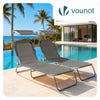 VOUNOT Set of 2 Folding Sun Lounger with Adjustable Backrest & Sunshade, Grey