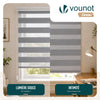 VOUNOT Set of 2 Zebra Roller Blind Double Fabric, Day and Night Translucent or Blackout Vision Curtains , Grey, 100 x 150 cm