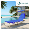 VOUNOT Folding Sun Lounger with Adjustable Backrest and Sunshade Sun Bed, Blue