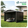 VOUNOT Metal Robot Mower Garage 87 x 100 x 63.5 cm, Pitched Roof, Black