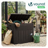 VOUNOT 126L Outdoor Storage Box with Lid, Lockable Deck Box, Brown