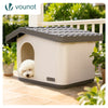 VOUNOT Dog House, Weatherproof Pet Shelter with Sloped Roof, 75×63×51 cm, Beige