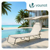 VOUNOT Folding Sun Lounger with Adjustable Backrest and Sunshade Sun Bed, Beige