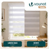 VOUNOT Zebra Roller Blind Double Fabric, Day and Night Translucent or Blackout Vision Curtains, No Drilling for Window and Door , White, 80 x 150 cm