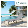 VOUNOT Folding Sun Lounger with Adjustable Backrest and Sunshade Sun Bed, Grey