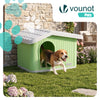 VOUNOT Dog House, Weatherproof Pet Shelter with Sloped Roof, 60×51×41 cm, Green