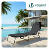 VOUNOT Folding Sun Lounger with Adjustable Backrest and Sunshade Sun Bed, Black