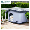VOUNOT Dog House, Weatherproof Pet Shelter with Sloped Roof, 75×63×51 cm, White