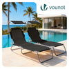 VOUNOT Set of 2 Folding Sun Lounger with Adjustable Backrest & Sunshade, Black