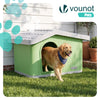 VOUNOT Dog House, Weatherproof Pet Shelter with Sloped Roof, 75×63×51 cm, Green