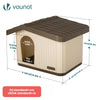 VOUNOT Dog House, Weatherproof Pet Shelter with Sloped Roof, 60×51×41 cm, Beige
