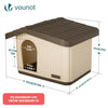 VOUNOT Dog House, Weatherproof Pet Shelter with Sloped Roof, 75×63×51 cm, Beige