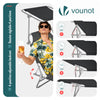 VOUNOT Folding Sun Lounger with Adjustable Backrest and Sunshade Sun Bed, Black