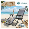 VOUNOT Zero Gravity Chairs, Garden Sun Loungers with Cup and Phone Holder, Grey