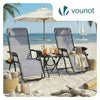 VOUNOT Set of 2 Zero Gravity Chair with Side Table, Reclining Sun Loungers with Cup & Phone Holder, Grey