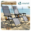 VOUNOT Set of 2 Zero Gravity Chairs, Garden Sun Loungers with Cup and Phone Holder, Grey