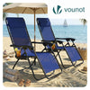 VOUNOT Set of 2 Zero Gravity Chairs, Garden Sun Loungers with Cup and Phone Holder, Blue